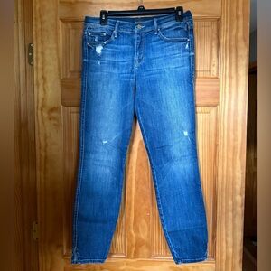 MOTHER Distressed Blue Straight Leg Jeans